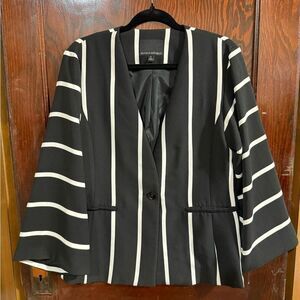 Banana Republic Black White Striped Tie Waist Belted Kimono Jacket Size 8